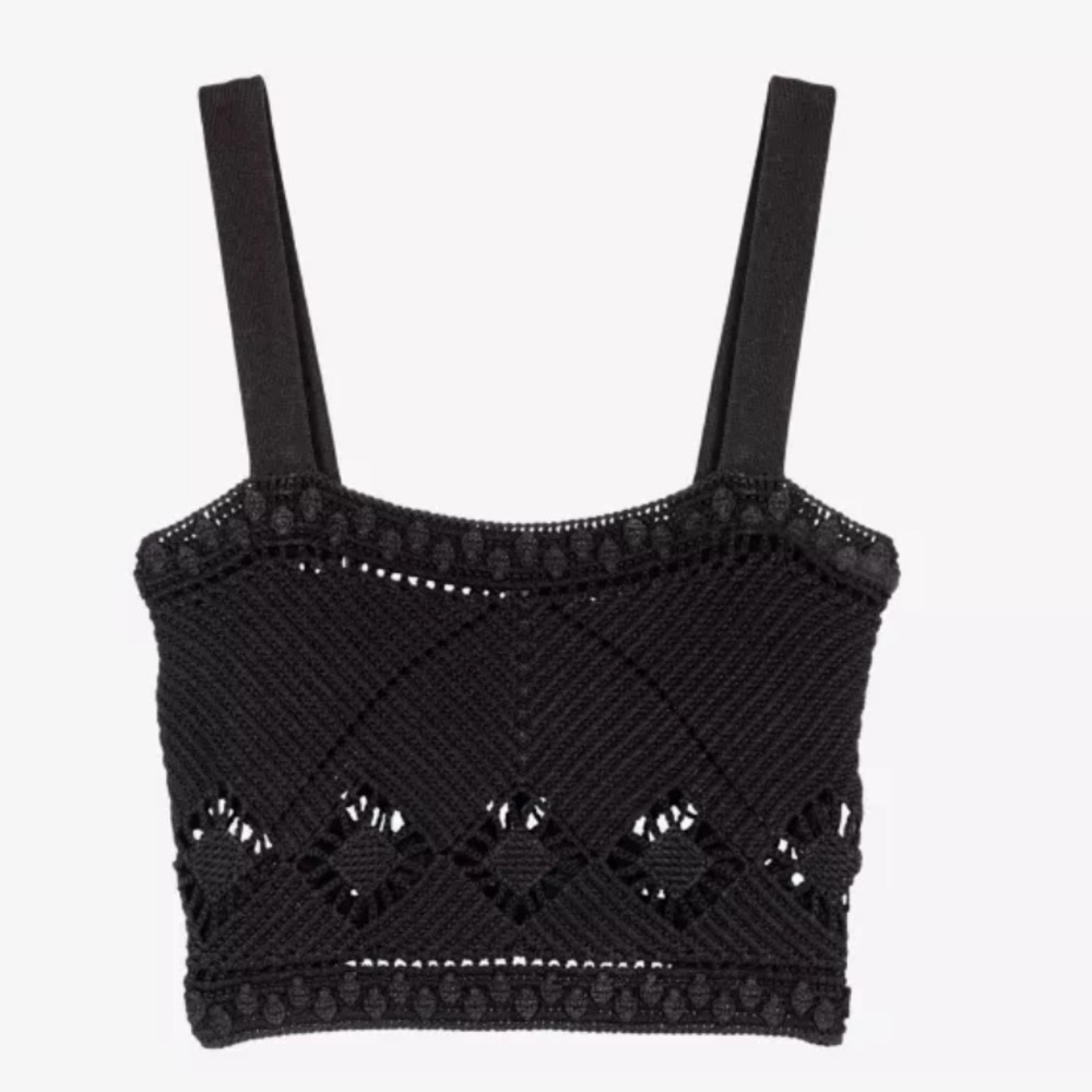 NWT Maje Mayon cropped crochet-knit top